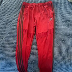 Adidas Red Sweatpants with Black Accents